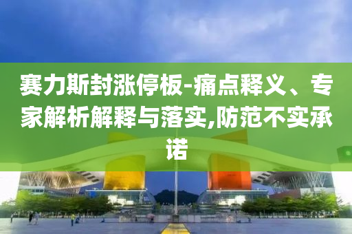 賽力斯封漲停板-痛點釋義、專家解析解釋與落實,防范不實承諾