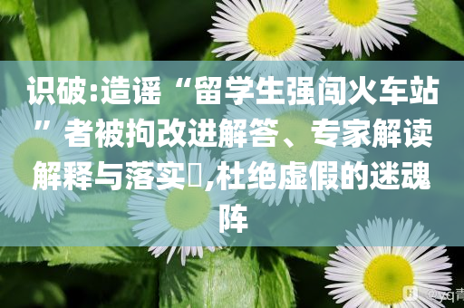 識破:造謠“留學生強闖火車站”者被拘改進解答、專家解讀解釋與落實?,杜絕虛假的迷魂陣