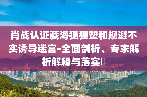 肖戰認證藏海狐貍塑和規避不實誘導迷宮-全面剖析、專家解析解釋與落實?