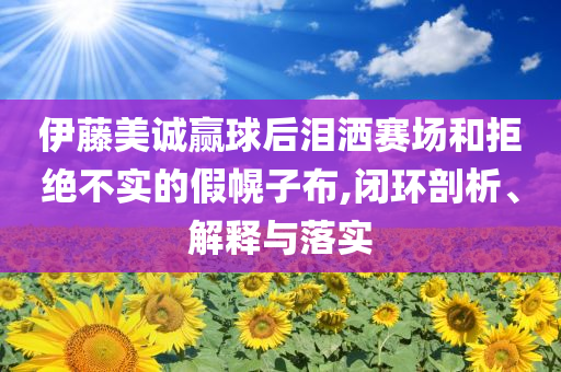 伊藤美誠贏球后淚灑賽場和拒絕不實的假幌子布,閉環剖析、解釋與落實