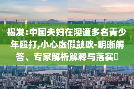揭發(fā):中國(guó)夫婦在澳遭多名青少年毆打,小心虛假鼓吹-明晰解答、專家解析解釋與落實(shí)?