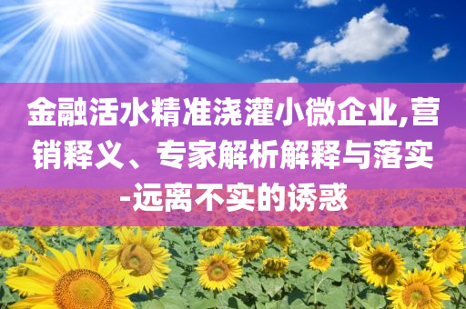 金融活水精準(zhǔn)澆灌小微企業(yè),營(yíng)銷釋義、專家解析解釋與落實(shí)-遠(yuǎn)離不實(shí)的誘惑