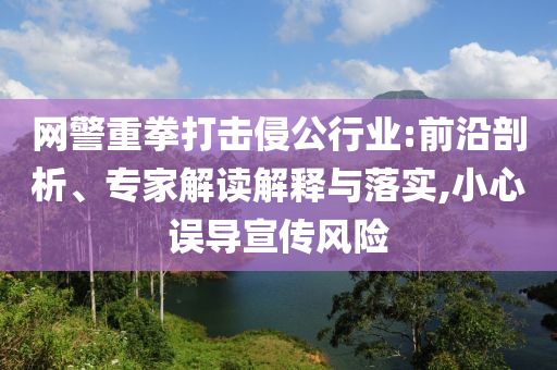 網警重拳打擊侵公行業:前沿剖析、專家解讀解釋與落實,小心誤導宣傳風險