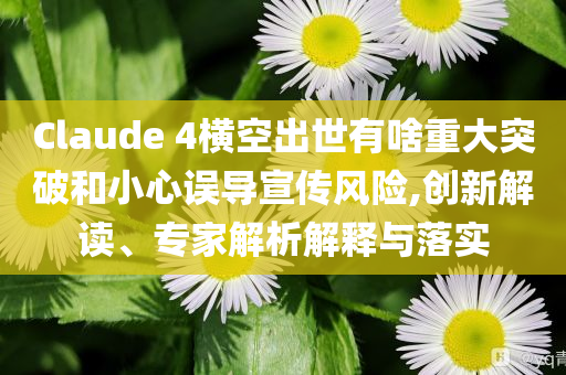 Claude 4橫空出世有啥重大突破和小心誤導宣傳風險,創(chuàng)新解讀、專家解析解釋與落實