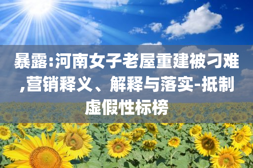 暴露:河南女子老屋重建被刁難,營銷釋義、解釋與落實(shí)-抵制虛假性標(biāo)榜