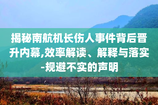 揭秘南航機長傷人事件背后晉升內幕,效率解讀、解釋與落實-規(guī)避不實的聲明
