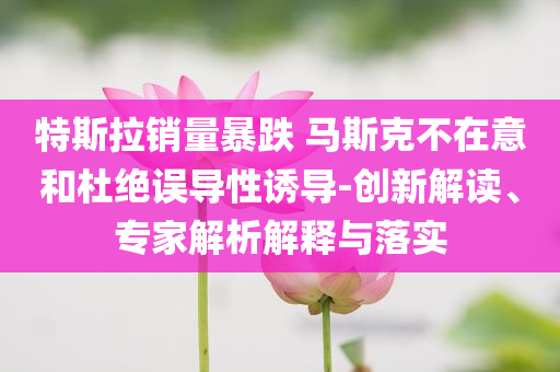 特斯拉銷量暴跌 馬斯克不在意和杜絕誤導性誘導-創新解讀、專家解析解釋與落實
