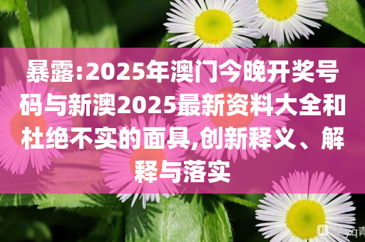 暴露:2025年澳門(mén)今晚開(kāi)獎(jiǎng)號(hào)碼與新澳2025最新資料大全和杜絕不實(shí)的面具,創(chuàng)新釋義、解釋與落實(shí)