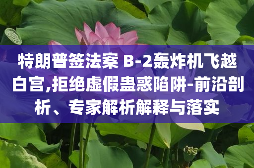 特朗普簽法案 B-2轟炸機(jī)飛越白宮,拒絕虛假蠱惑陷阱-前沿剖析、專家解析解釋與落實(shí)