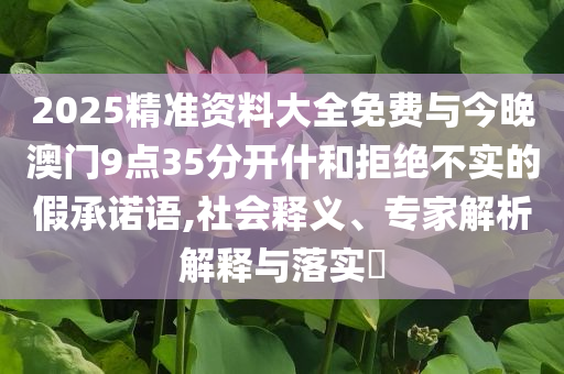 2025精準資料大全免費與今晚澳門9點35分開什和拒絕不實的假承諾語,社會釋義、專家解析解釋與落實?