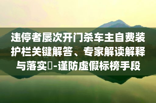 違停者屢次開門殺車主自費裝護欄關鍵解答、專家解讀解釋與落實?-謹防虛假標榜手段