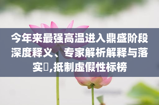 今年來最強(qiáng)高溫進(jìn)入鼎盛階段深度釋義、專家解析解釋與落實(shí)?,抵制虛假性標(biāo)榜