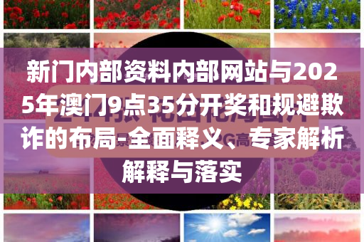 新門內部資料內部網站與2025年澳門9點35分開獎和規避欺詐的布局-全面釋義、專家解析解釋與落實