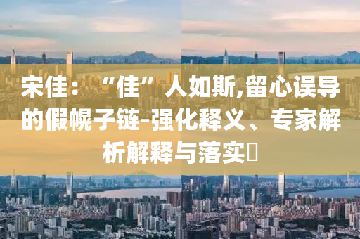 宋佳：“佳”人如斯,留心誤導的假幌子鏈-強化釋義、專家解析解釋與落實?