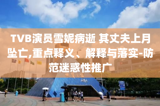 TVB演員雪妮病逝 其丈夫上月墜亡,重點釋義、解釋與落實-防范迷惑性推廣