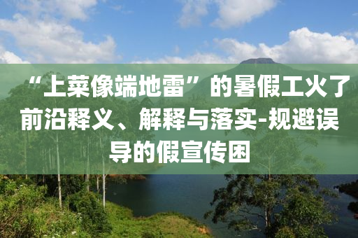 “上菜像端地雷”的暑假工火了前沿釋義、解釋與落實-規避誤導的假宣傳困