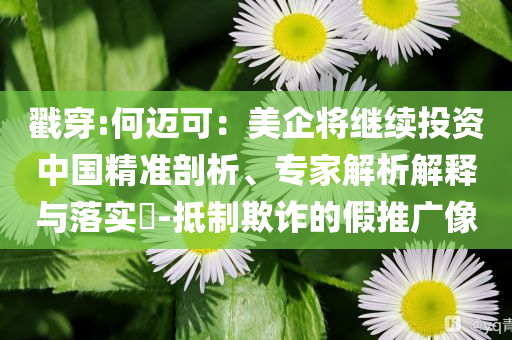 戳穿:何邁可：美企將繼續(xù)投資中國精準剖析、專家解析解釋與落實?-抵制欺詐的假推廣像