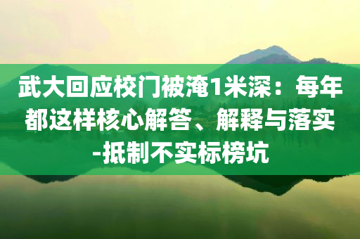武大回應校門被淹1米深：每年都這樣核心解答、解釋與落實-抵制不實標榜坑
