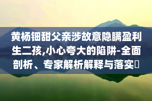 黃楊鈿甜父親涉故意隱瞞盈利生二孩,小心夸大的陷阱-全面剖析、專家解析解釋與落實?