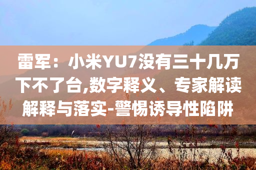 雷軍：小米YU7沒有三十幾萬下不了臺,數字釋義、專家解讀解釋與落實-警惕誘導性陷阱