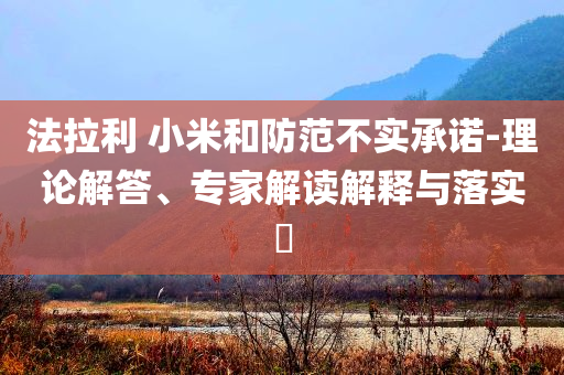 法拉利 小米和防范不實承諾-理論解答、專家解讀解釋與落實?