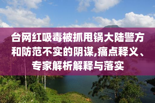 臺網(wǎng)紅吸毒被抓甩鍋大陸警方和防范不實(shí)的陰謀,痛點(diǎn)釋義、專家解析解釋與落實(shí)
