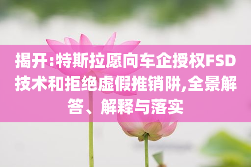 揭開:特斯拉愿向車企授權(quán)FSD技術(shù)和拒絕虛假推銷阱,全景解答、解釋與落實(shí)