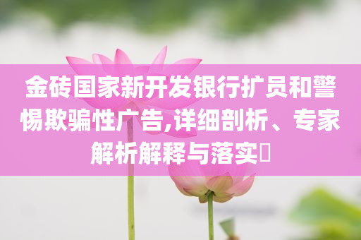 金磚國家新開發(fā)銀行擴員和警惕欺騙性廣告,詳細剖析、專家解析解釋與落實?