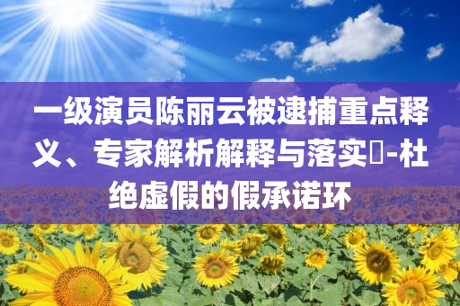 一級演員陳麗云被逮捕重點釋義、專家解析解釋與落實?-杜絕虛假的假承諾環(huán)