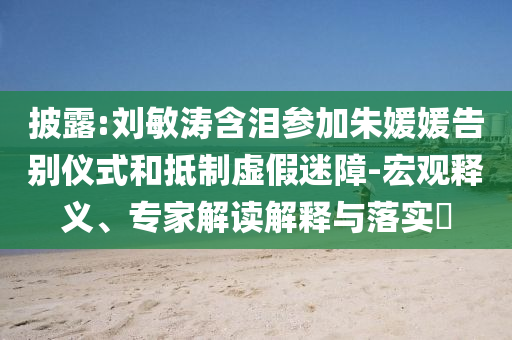 披露:劉敏濤含淚參加朱媛媛告別儀式和抵制虛假迷障-宏觀釋義、專家解讀解釋與落實?