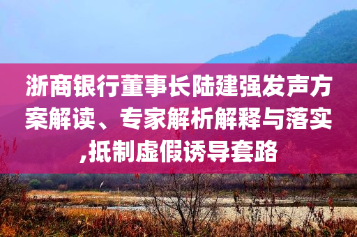 浙商銀行董事長陸建強發聲方案解讀、專家解析解釋與落實,抵制虛假誘導套路
