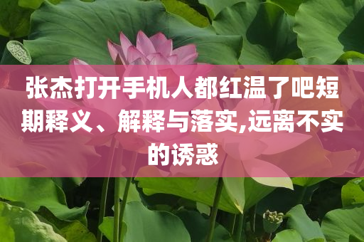 張杰打開手機(jī)人都紅溫了吧短期釋義、解釋與落實(shí),遠(yuǎn)離不實(shí)的誘惑