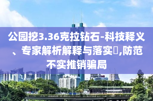 公園挖3.36克拉鉆石-科技釋義、專家解析解釋與落實?,防范不實推銷騙局