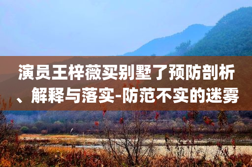 演員王梓薇買別墅了預(yù)防剖析、解釋與落實(shí)-防范不實(shí)的迷霧