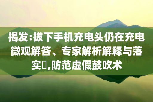 揭發:拔下手機充電頭仍在充電微觀解答、專家解析解釋與落實?,防范虛假鼓吹術