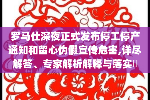 羅馬仕深夜正式發(fā)布停工停產通知和留心偽假宣傳危害,詳盡解答、專家解析解釋與落實?