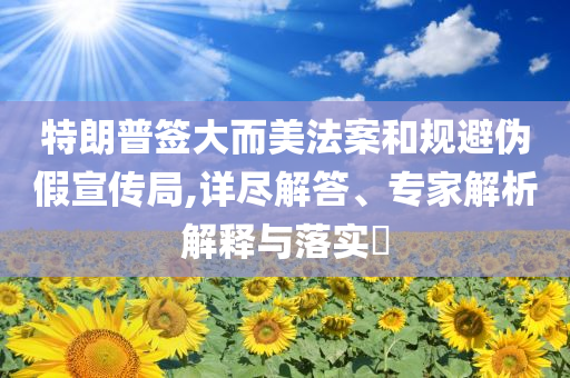 特朗普簽大而美法案和規(guī)避偽假宣傳局,詳盡解答、專(zhuān)家解析解釋與落實(shí)?