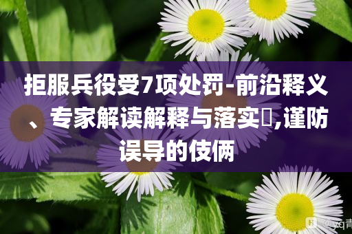 拒服兵役受7項處罰-前沿釋義、專家解讀解釋與落實?,謹防誤導的伎倆