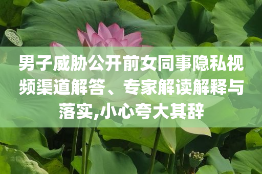 男子威脅公開前女同事隱私視頻渠道解答、專家解讀解釋與落實,小心夸大其辭