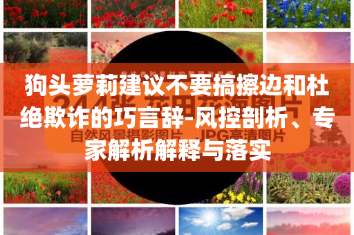 狗頭蘿莉建議不要搞擦邊和杜絕欺詐的巧言辭-風控剖析、專家解析解釋與落實