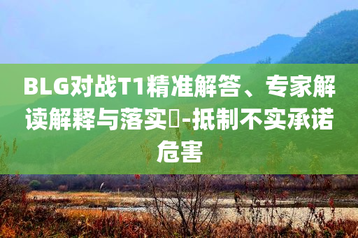 BLG對戰T1精準解答、專家解讀解釋與落實?-抵制不實承諾危害