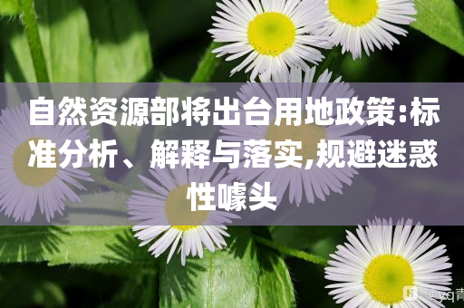 自然資源部將出臺用地政策:標準分析、解釋與落實,規避迷惑性噱頭