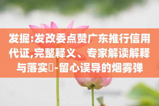 發(fā)掘:發(fā)改委點(diǎn)贊廣東推行信用代證,完整釋義、專家解讀解釋與落實(shí)?-留心誤導(dǎo)的煙霧彈