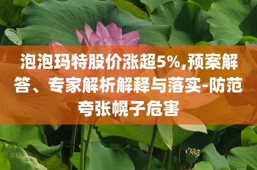 泡泡瑪特股價漲超5%,預案解答、專家解析解釋與落實-防范夸張幌子危害