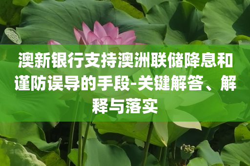 澳新銀行支持澳洲聯儲降息和謹防誤導的手段-關鍵解答、解釋與落實