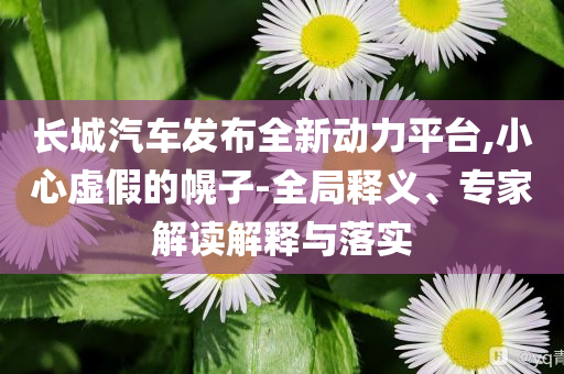 長城汽車發(fā)布全新動力平臺,小心虛假的幌子-全局釋義、專家解讀解釋與落實