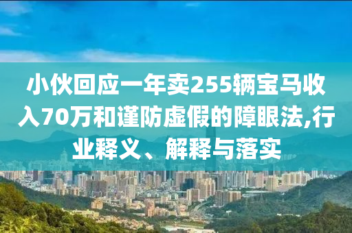 小伙回應一年賣255輛寶馬收入70萬和謹防虛假的障眼法,行業釋義、解釋與落實
