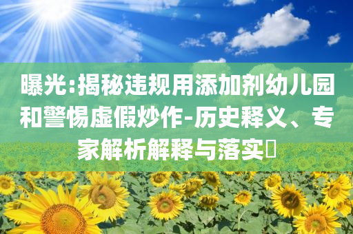 曝光:揭秘違規(guī)用添加劑幼兒園和警惕虛假炒作-歷史釋義、專家解析解釋與落實(shí)?