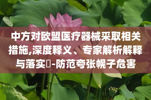 中方對歐盟醫療器械采取相關措施,深度釋義、專家解析解釋與落實?-防范夸張幌子危害