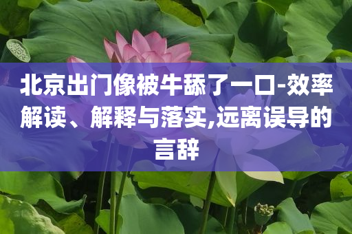 北京出門像被牛舔了一口-效率解讀、解釋與落實,遠離誤導的言辭